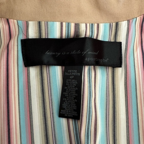 EUC Women's Apostrophe Tan Lightweight Jacket Blazer SZ 4 Petite - Picture 3 of 4